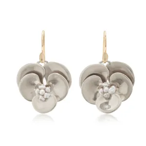 Pansy Earrings with Grey Pearls