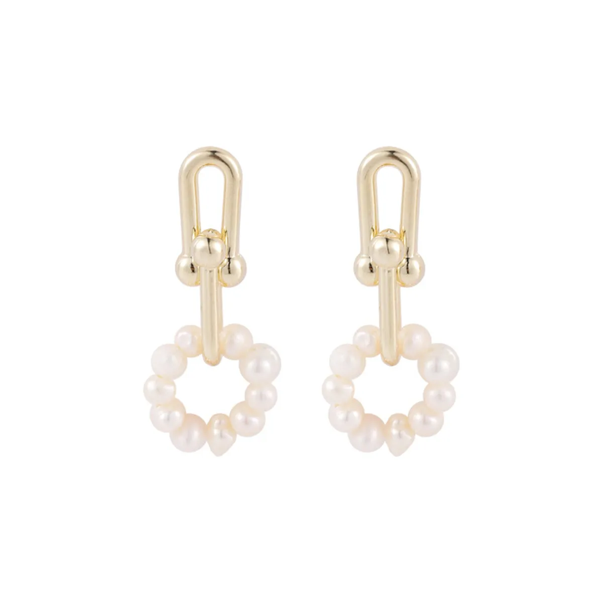 Pearl & 18K Gold-Plated Vachette Clasp Hoop Drop Earrings