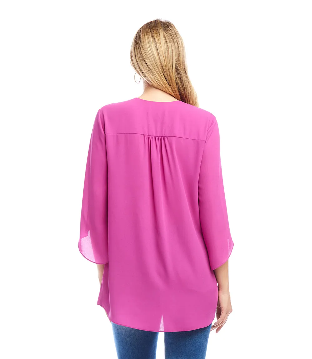 Petite Size Bracelet Sleeve Asymmetric Top