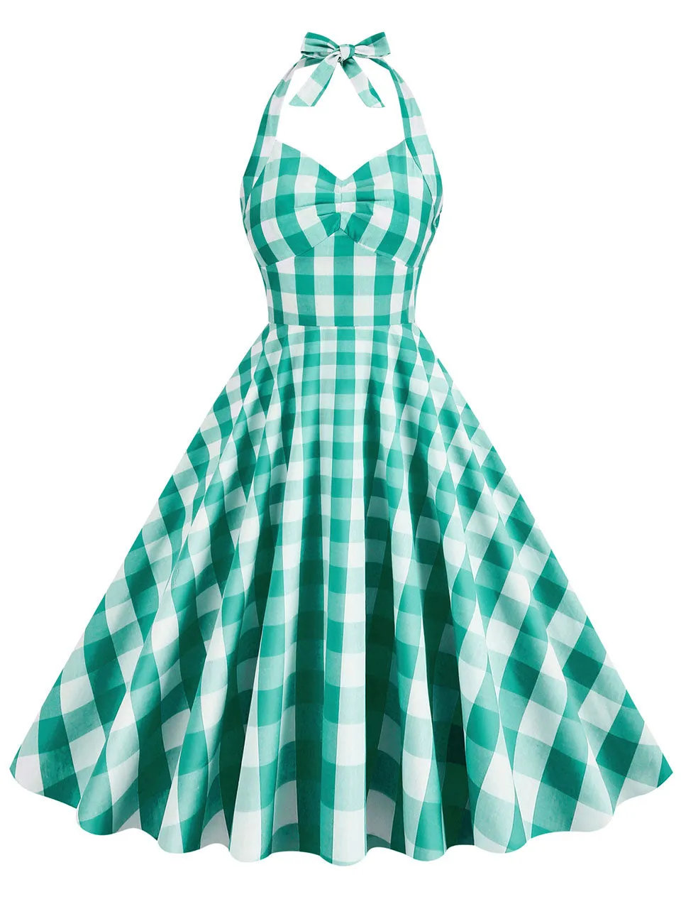 Pink And White Barbie Same Style Plaid Halter Classis Style 1950S Vintage Dress
