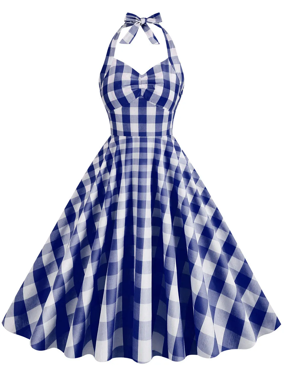 Pink And White Barbie Same Style Plaid Halter Classis Style 1950S Vintage Dress