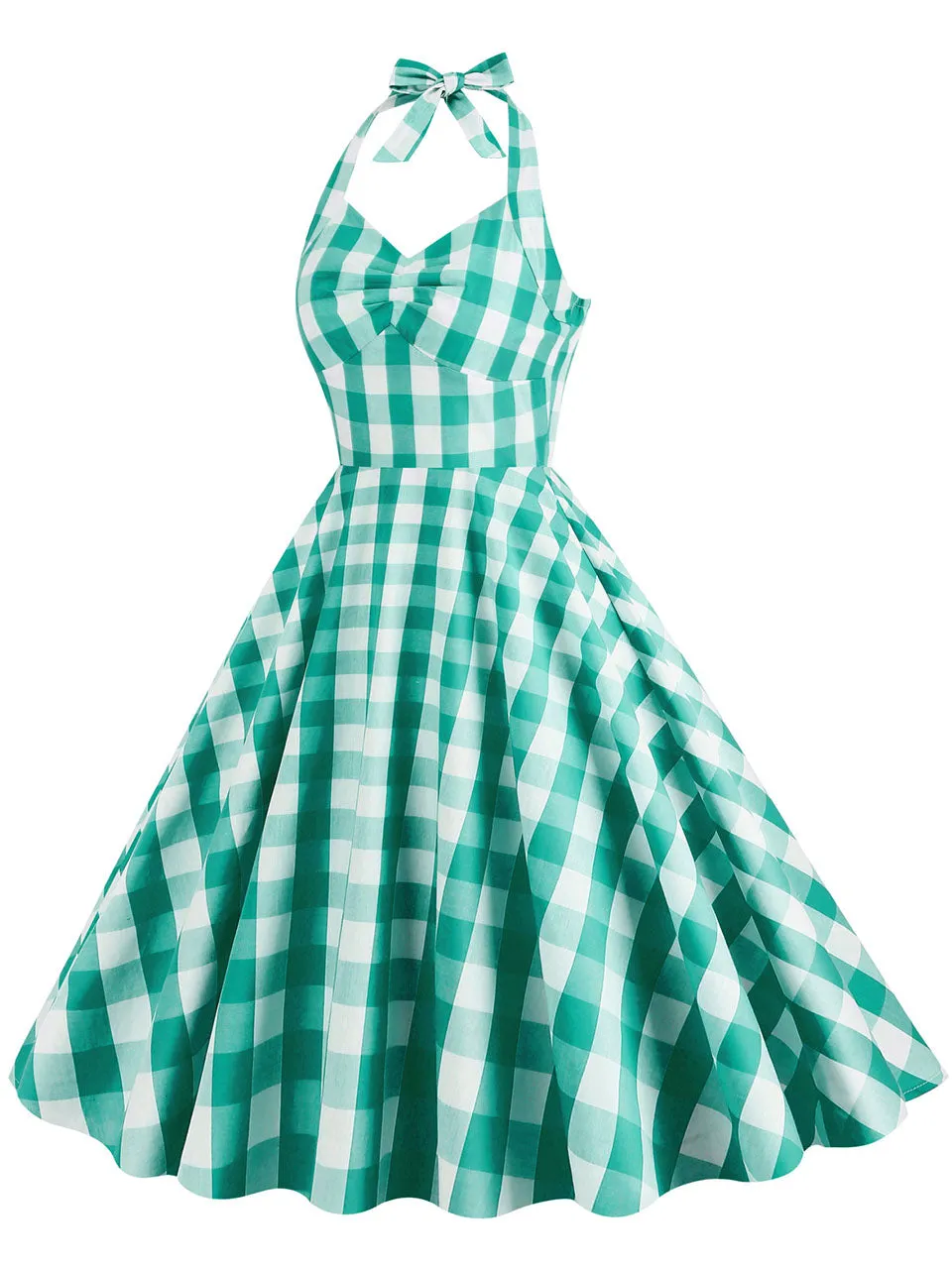 Pink And White Barbie Same Style Plaid Halter Classis Style 1950S Vintage Dress