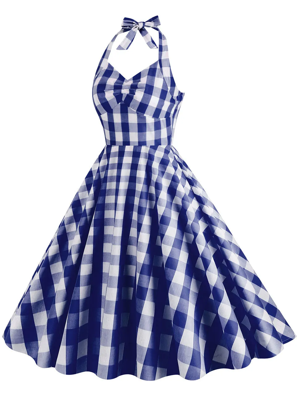 Pink And White Barbie Same Style Plaid Halter Classis Style 1950S Vintage Dress