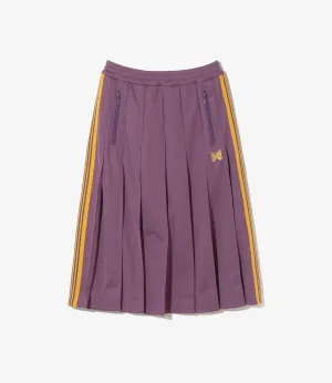 Pleated Track Skirt – Purple Smooth Polyester