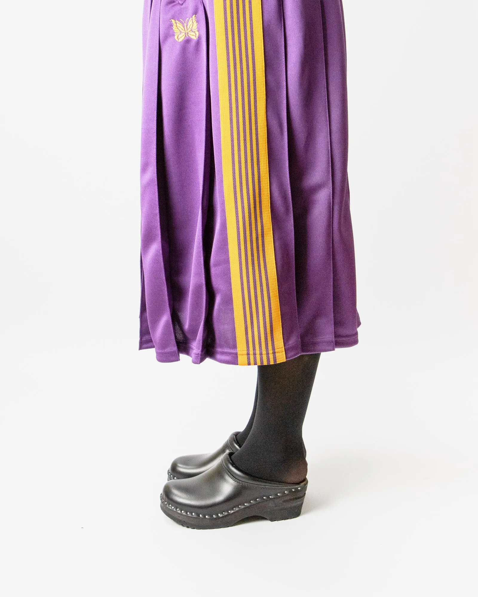 Pleated Track Skirt – Purple Smooth Polyester