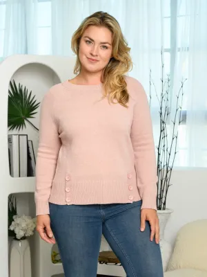 PLUS SIZE LONG SLEEVE FRONT BUTTONS DETAILED PULLOVER SWEATER