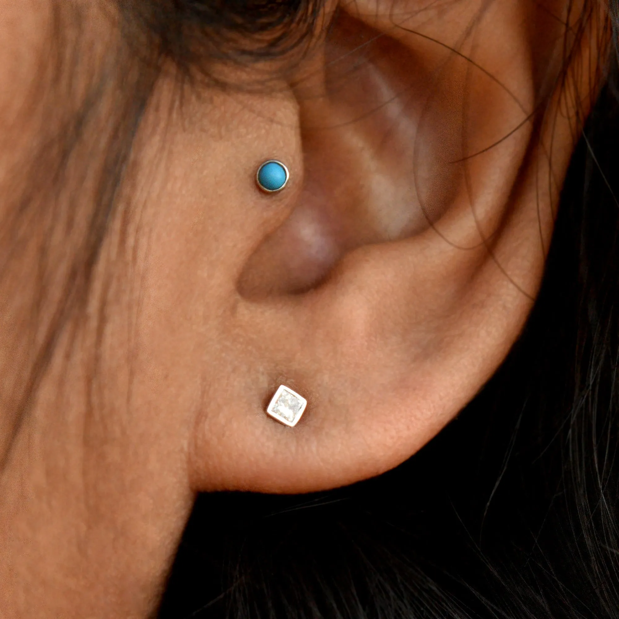 Princess Diamond Bezel Studs