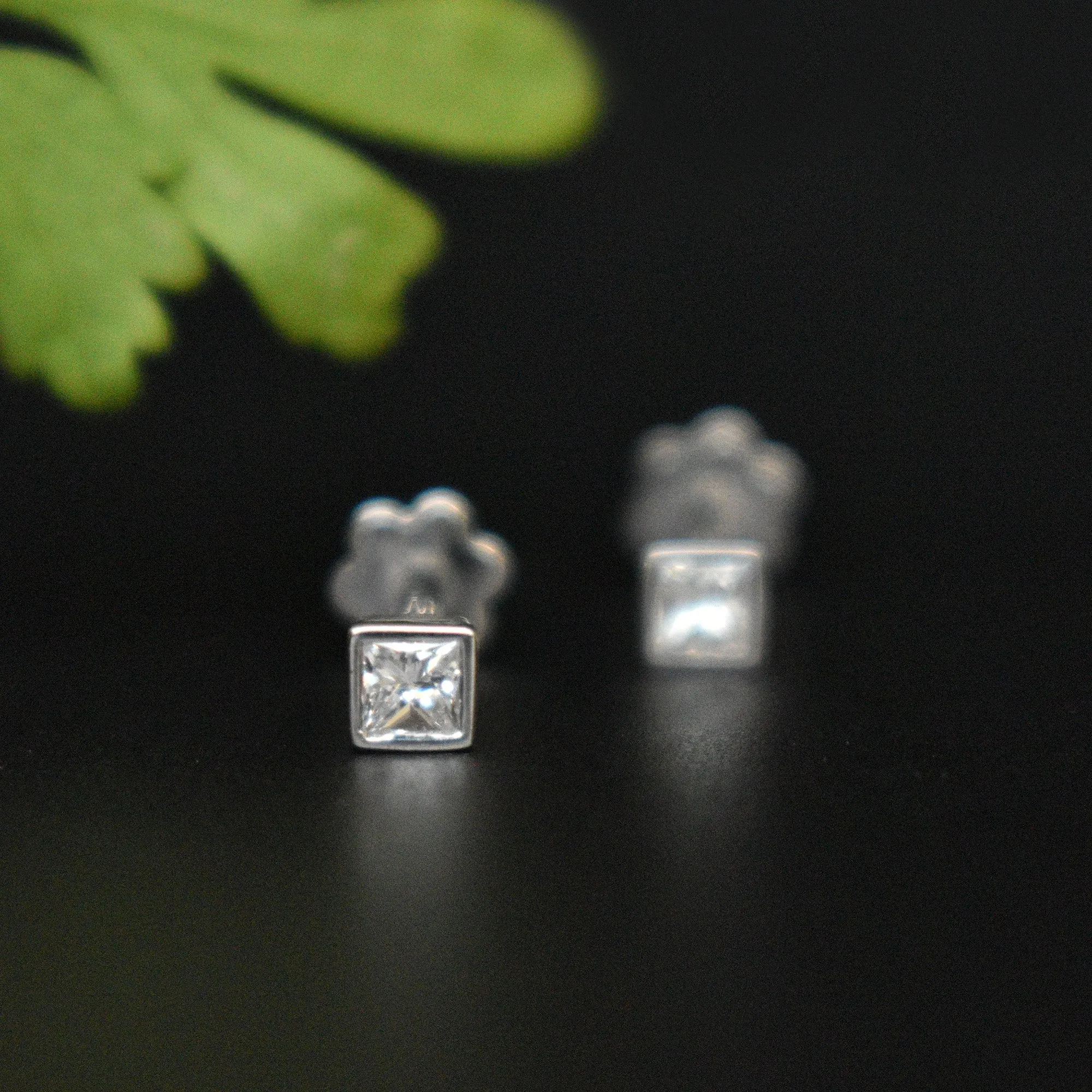 Princess Diamond Bezel Studs