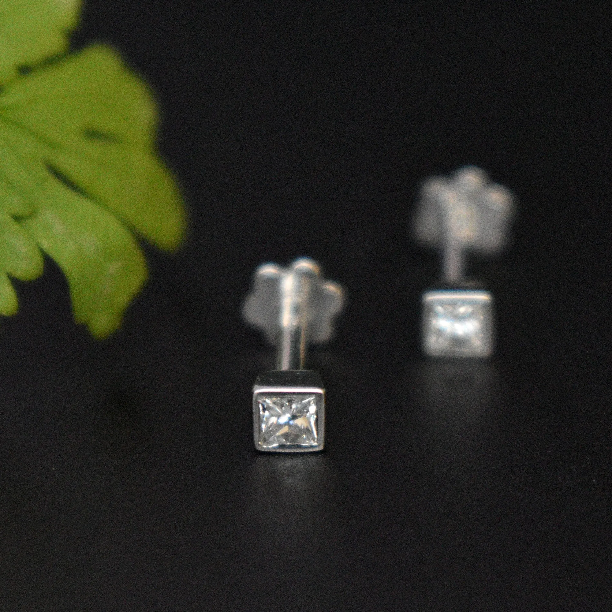 Princess Diamond Bezel Studs