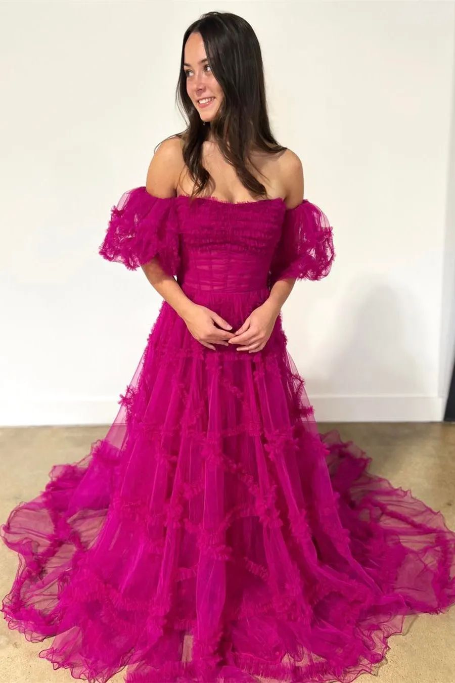 Princess Off the Shoulder Red Long Prom Dress