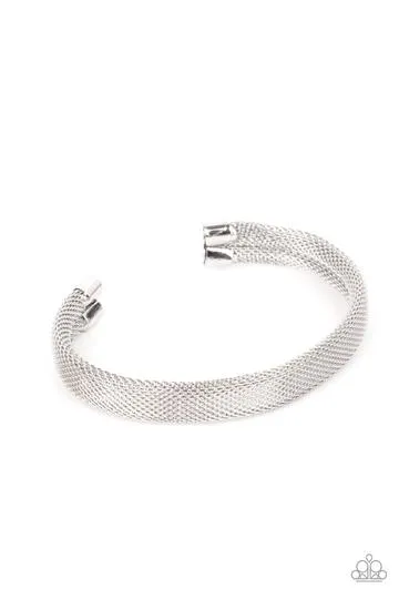 "Ready, Willing, and Cable" Men's Silver Metal Mesh Unisex Cuff Bracelet