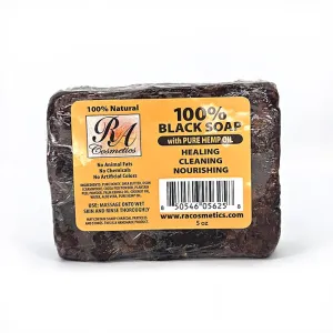 RA COSMETICS 100% African Black Soap Bar - Pure Hemp Oil