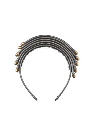 Rainbow Leather Headband - Pewter