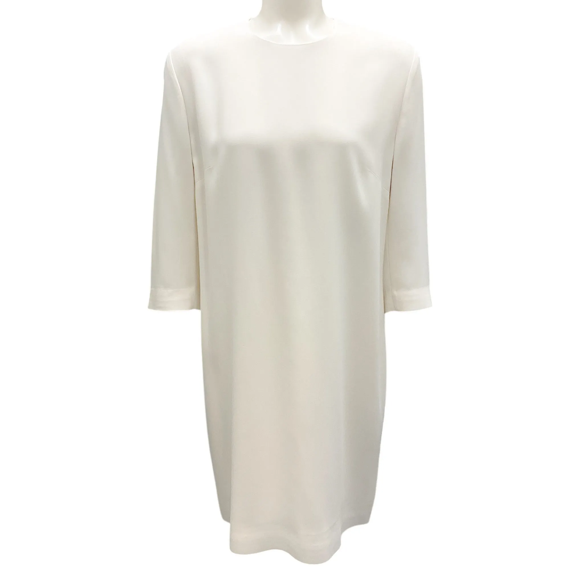 Ralph Lauren Black Label Ivory Three-Quarter Sleeved Crepe Sheath Dress