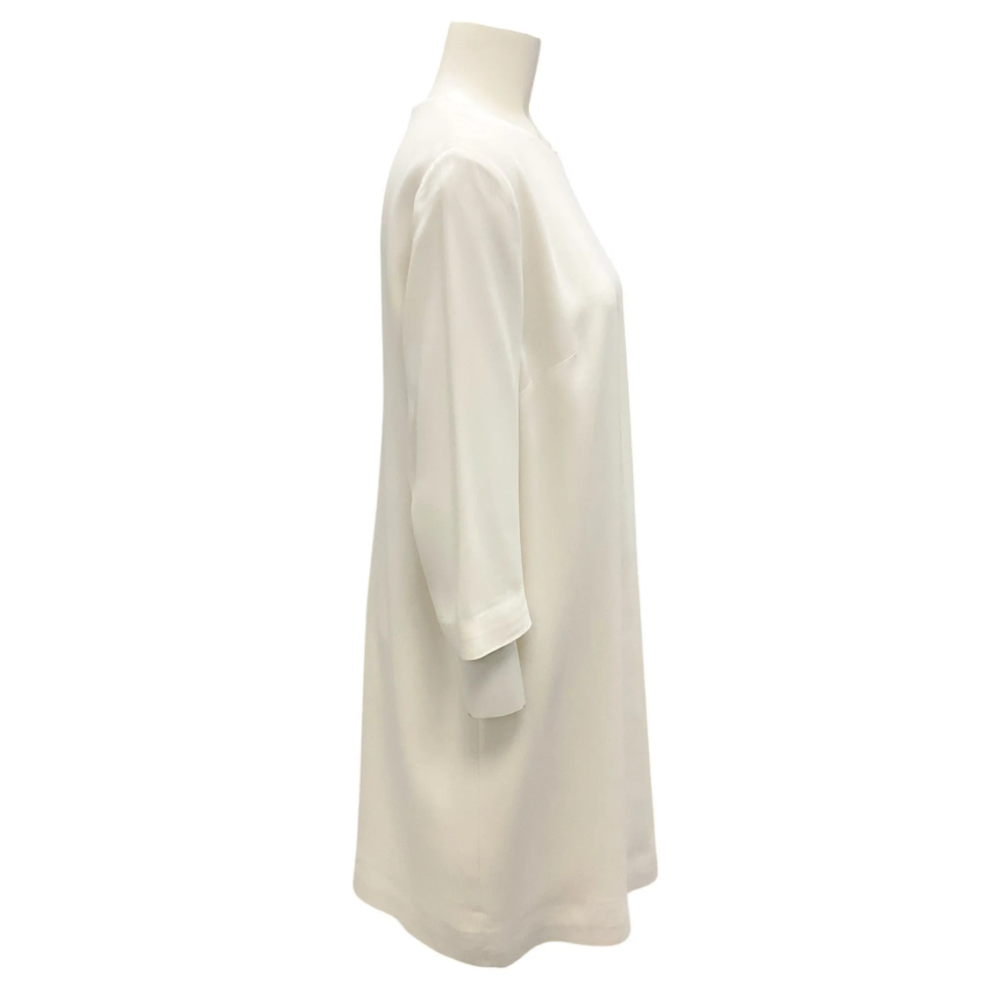 Ralph Lauren Black Label Ivory Three-Quarter Sleeved Crepe Sheath Dress