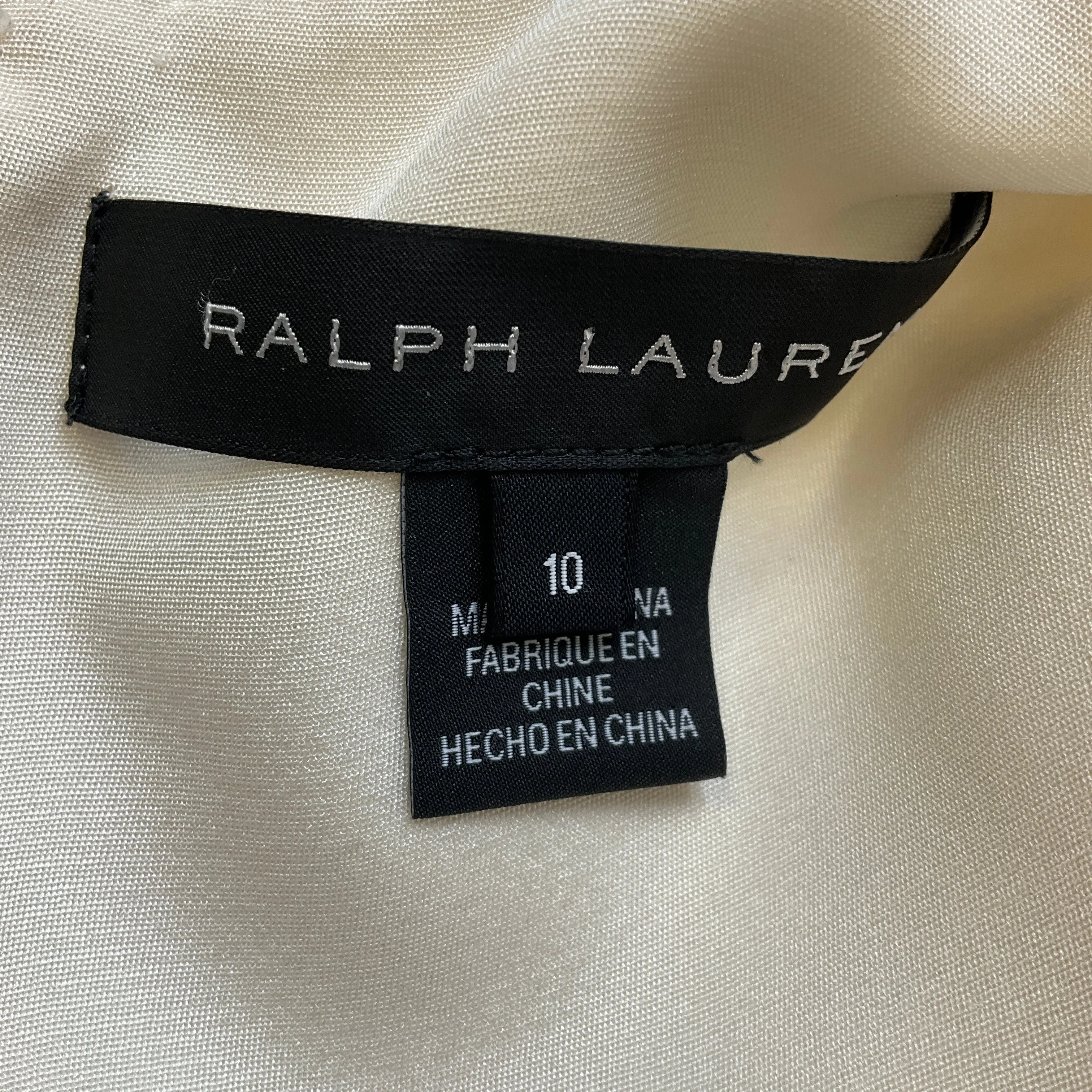 Ralph Lauren Black Label Ivory Three-Quarter Sleeved Crepe Sheath Dress