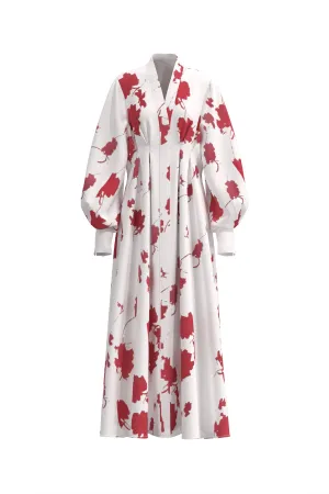 RED FLORAL PRINT DRESS