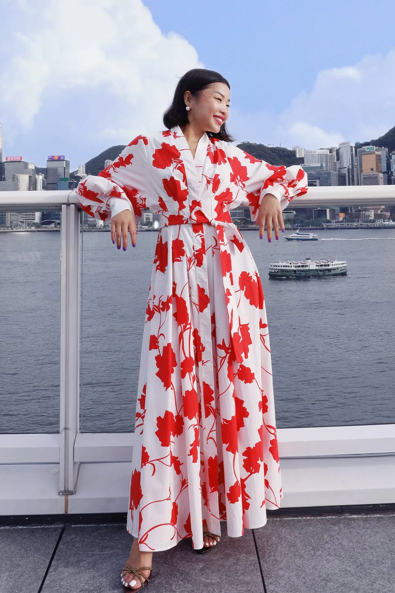 RED FLORAL PRINT DRESS