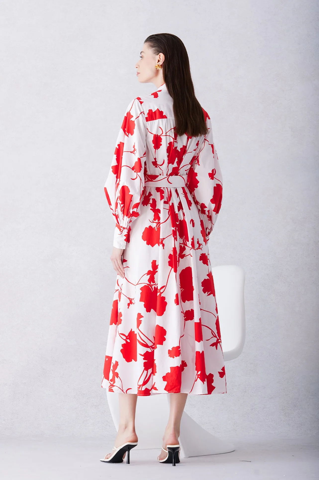 RED FLORAL PRINT DRESS