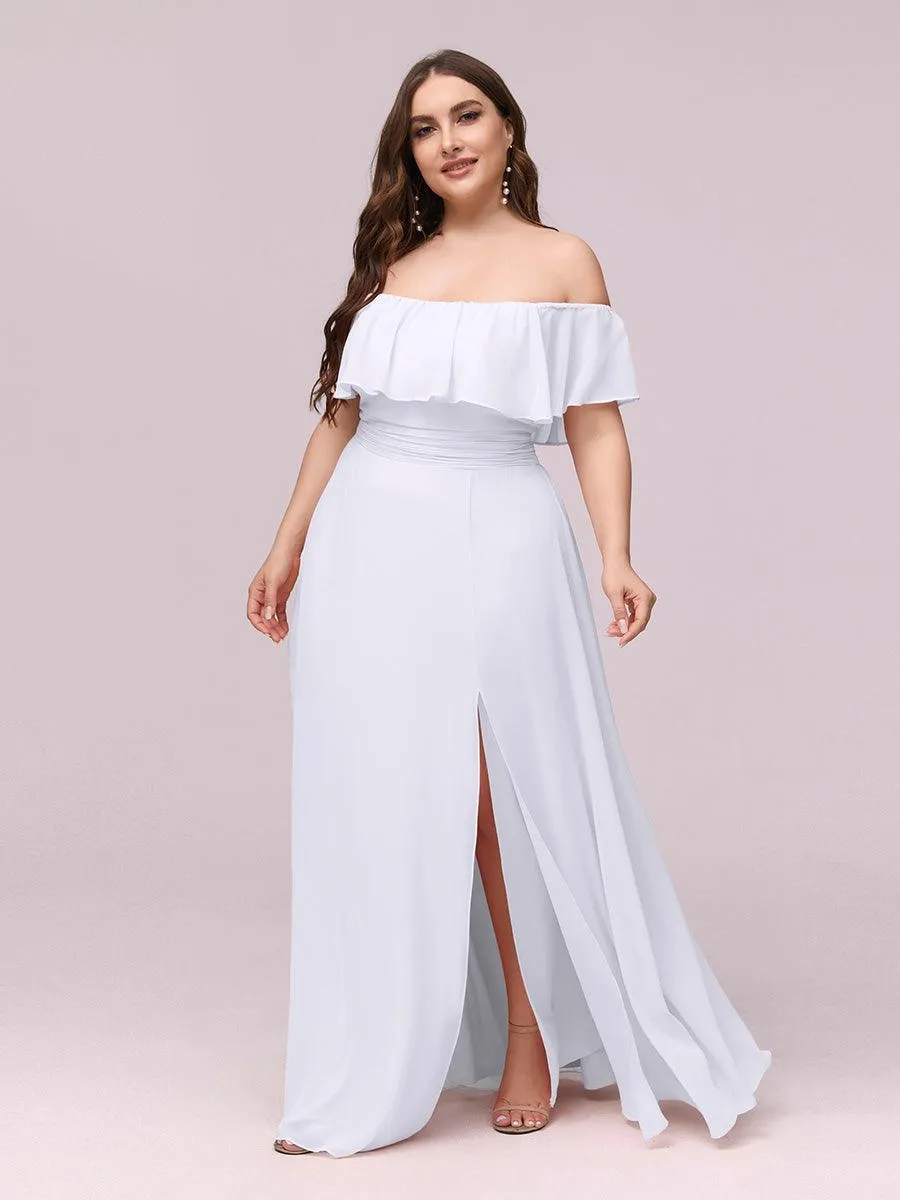 Robe de demoiselle d'honneur grande taille à volants et épaules dénudées