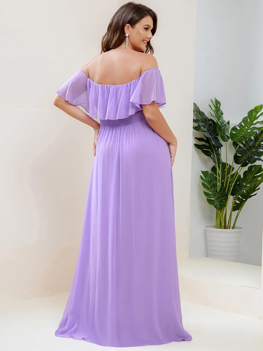 Robe de demoiselle d'honneur grande taille à volants et épaules dénudées