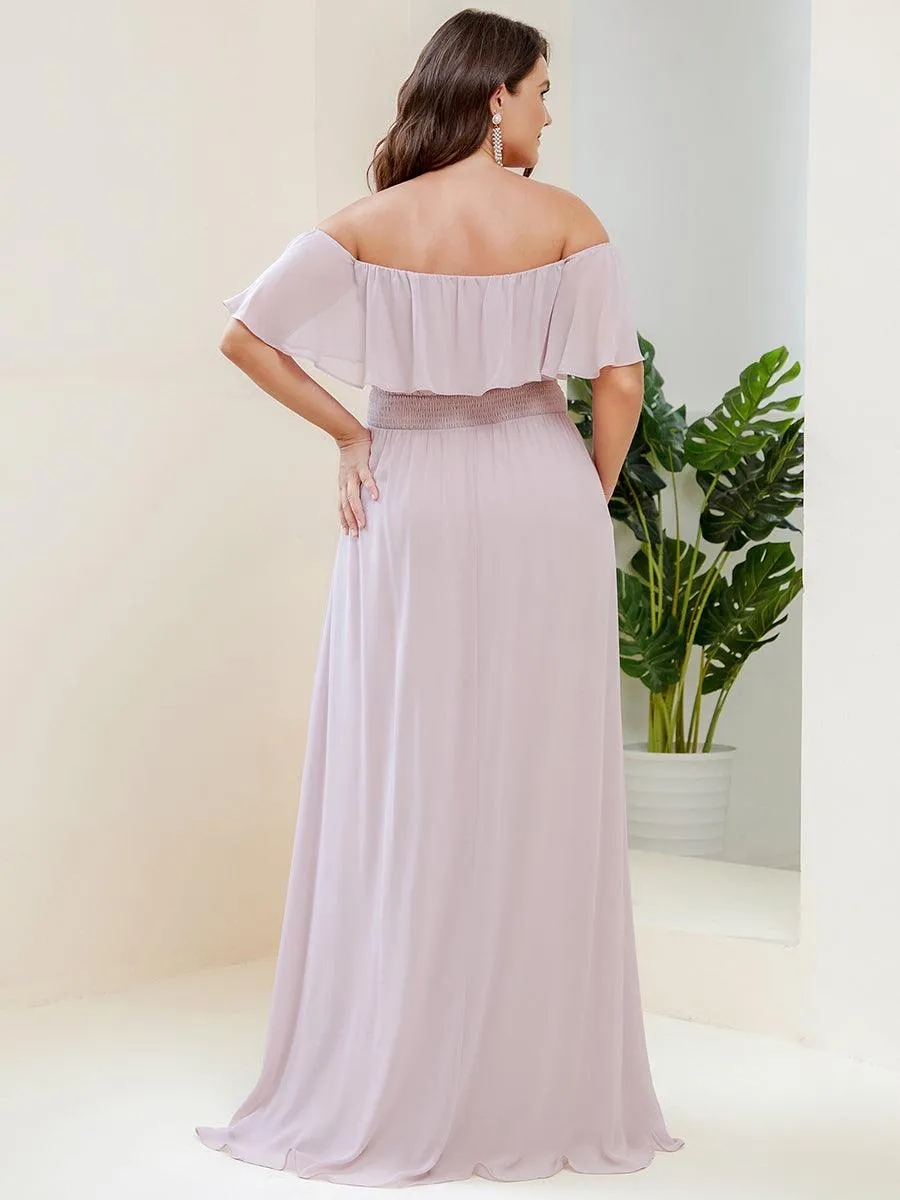 Robe de demoiselle d'honneur grande taille à volants et épaules dénudées