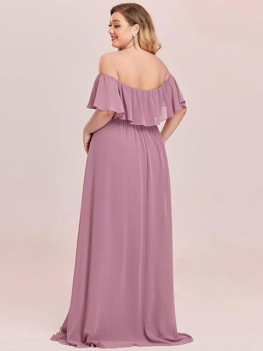 Robe de demoiselle d'honneur grande taille à volants et épaules dénudées