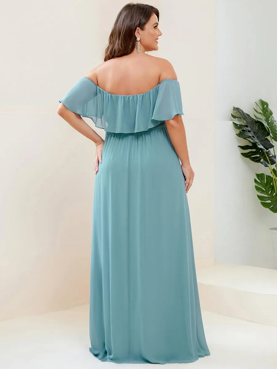 Robe de demoiselle d'honneur grande taille à volants et épaules dénudées