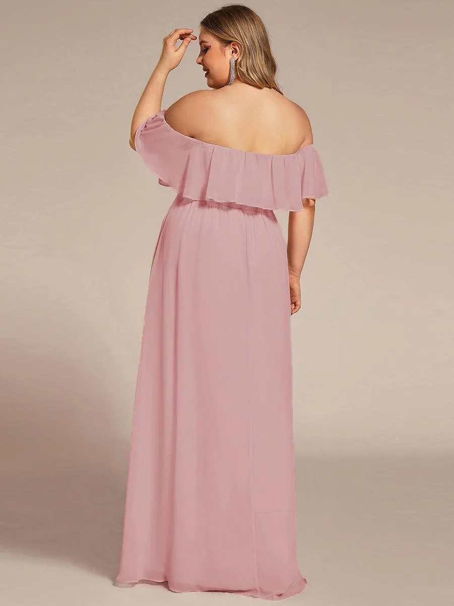 Robe de demoiselle d'honneur grande taille à volants et épaules dénudées