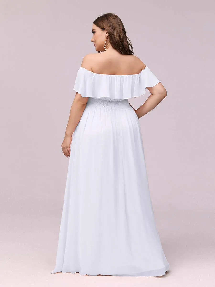 Robe de demoiselle d'honneur grande taille à volants et épaules dénudées