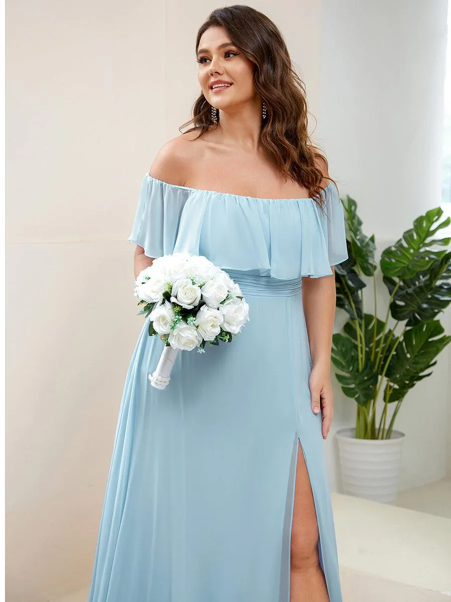Robe de demoiselle d'honneur grande taille à volants et épaules dénudées