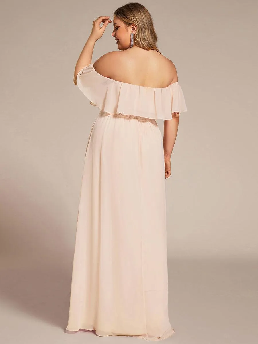 Robe de demoiselle d'honneur grande taille à volants et épaules dénudées