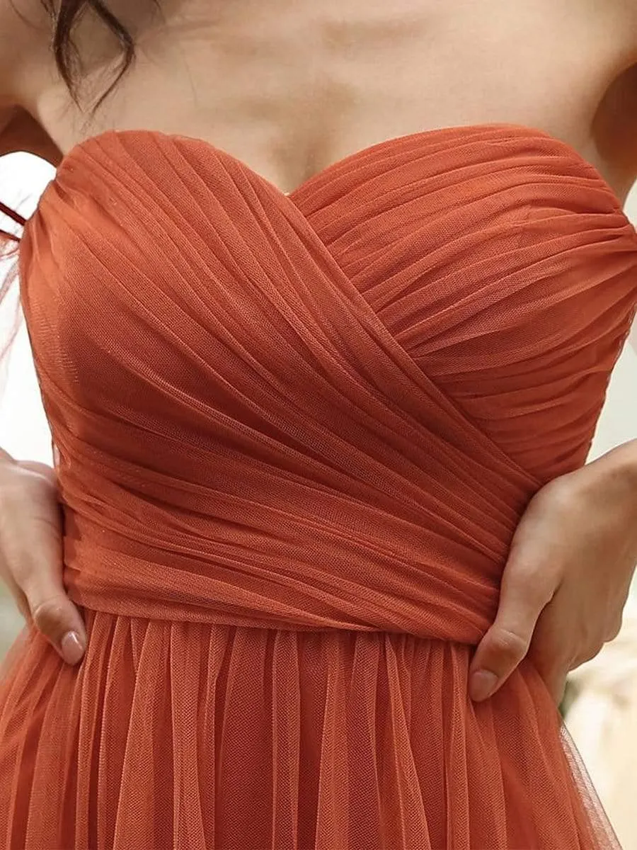 Robe de soirée en tulle plissée à épaules dénudées