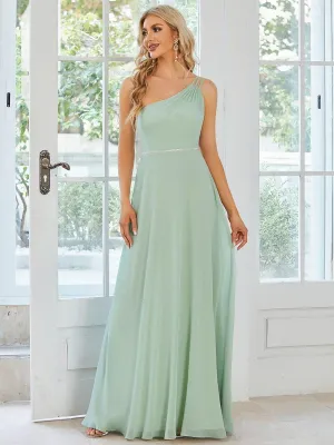 Robe demoiselle d'honneur fluide mousseline Epaule avec Bretelle Fines