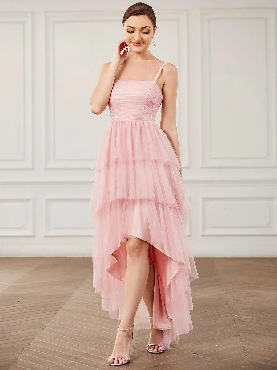 Robe demoiselle d'honneur Volants Tulle Bretelles minces