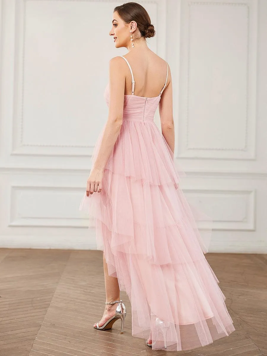 Robe demoiselle d'honneur Volants Tulle Bretelles minces