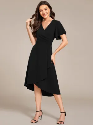 Robe d'invitée de mariage mi-longue à col en V très extensible