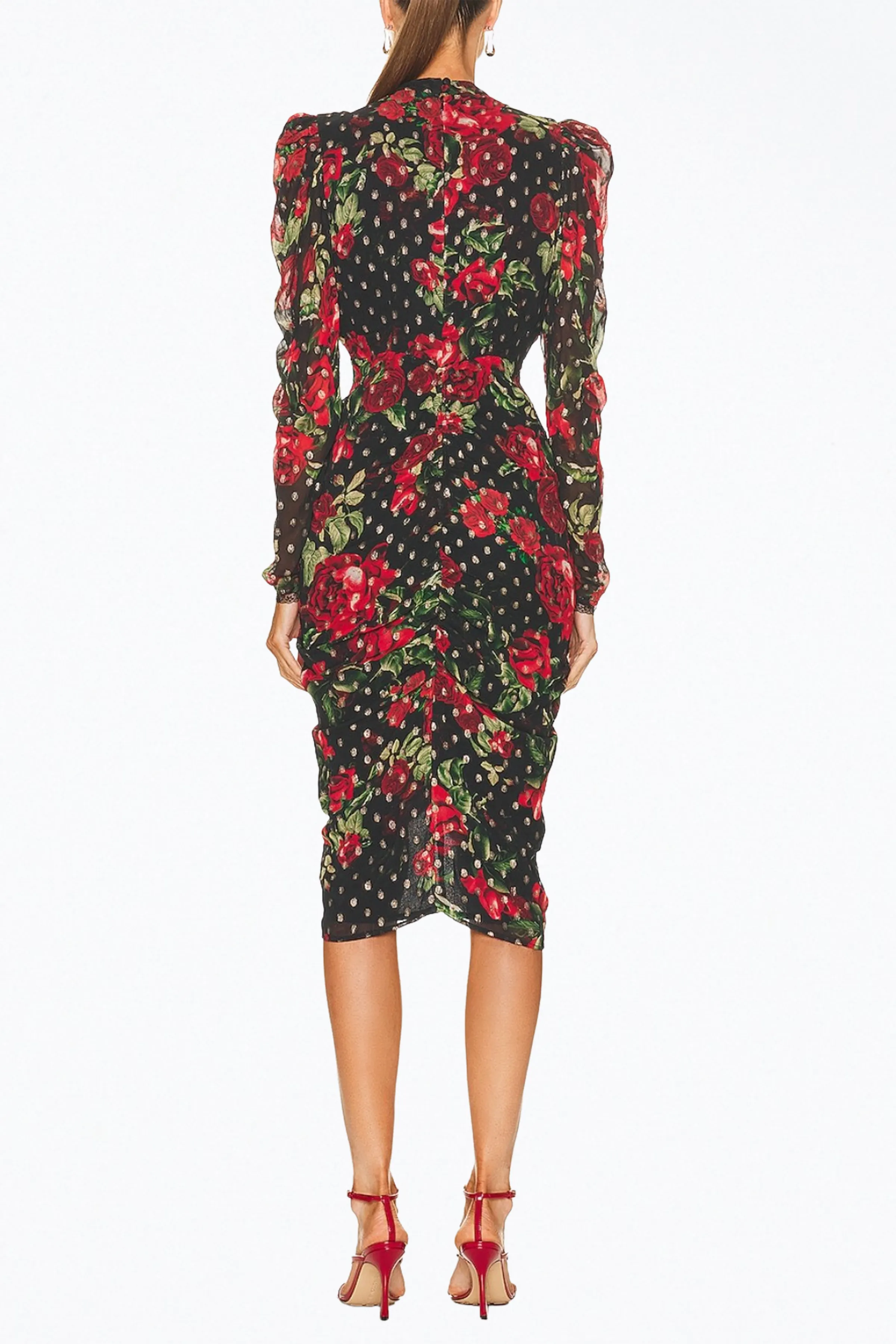 ROSIE RUCHED GEORGETTE MIDI DRESS