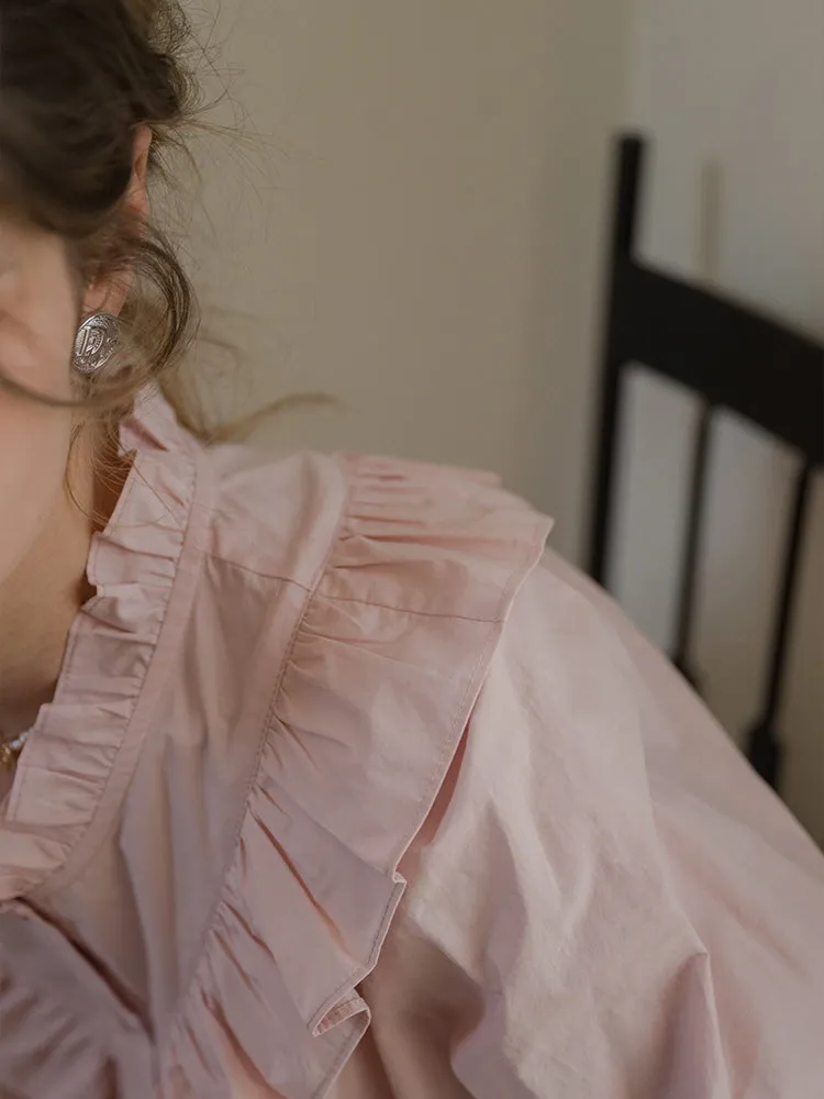 Rosy Frill Cotton Blouse