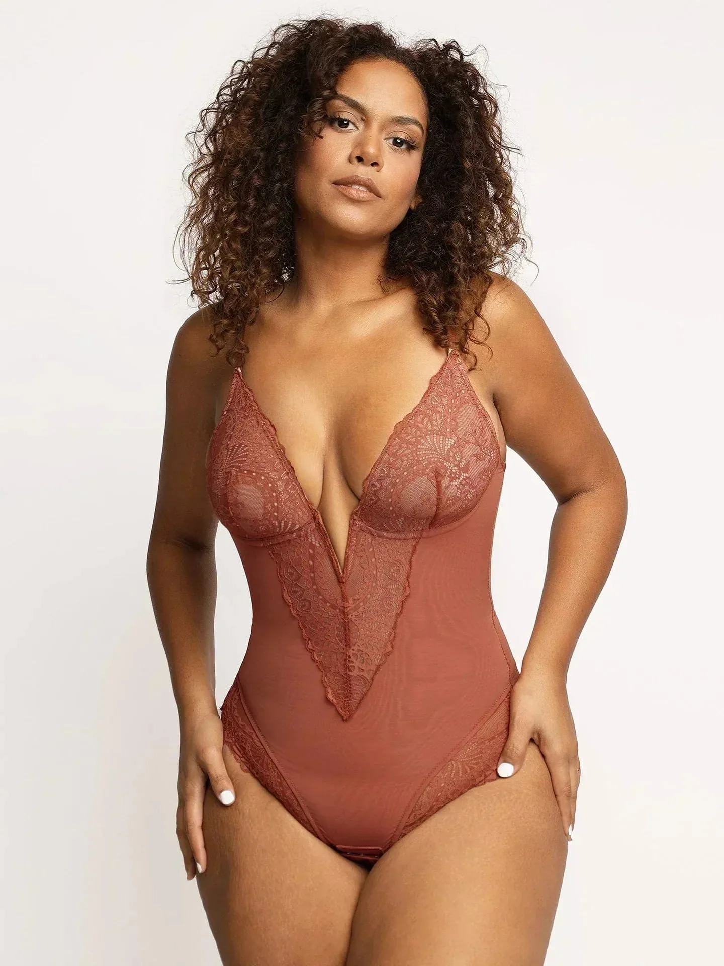 Sara | Plunge Neck Shapewear Bodysuit