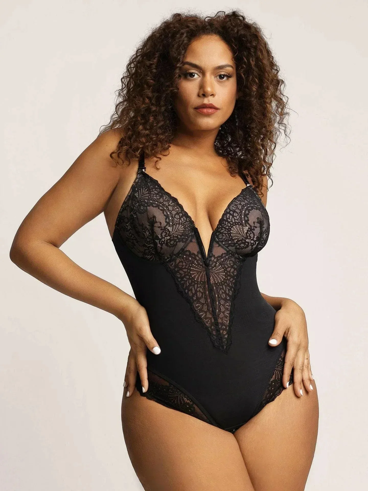 Sara | Plunge Neck Shapewear Bodysuit