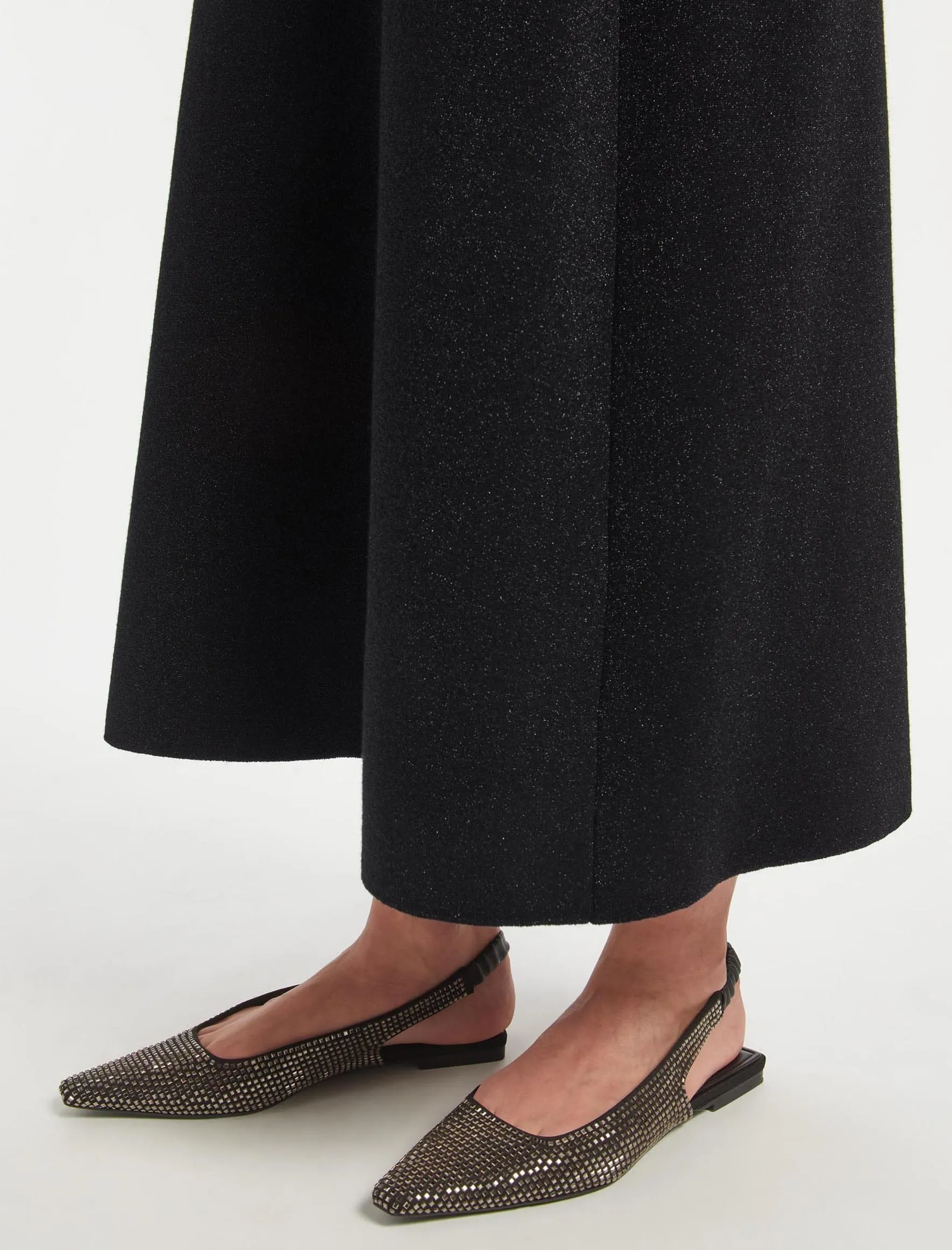 Sasha Lurex Wool A Line Knit Skirt - Black