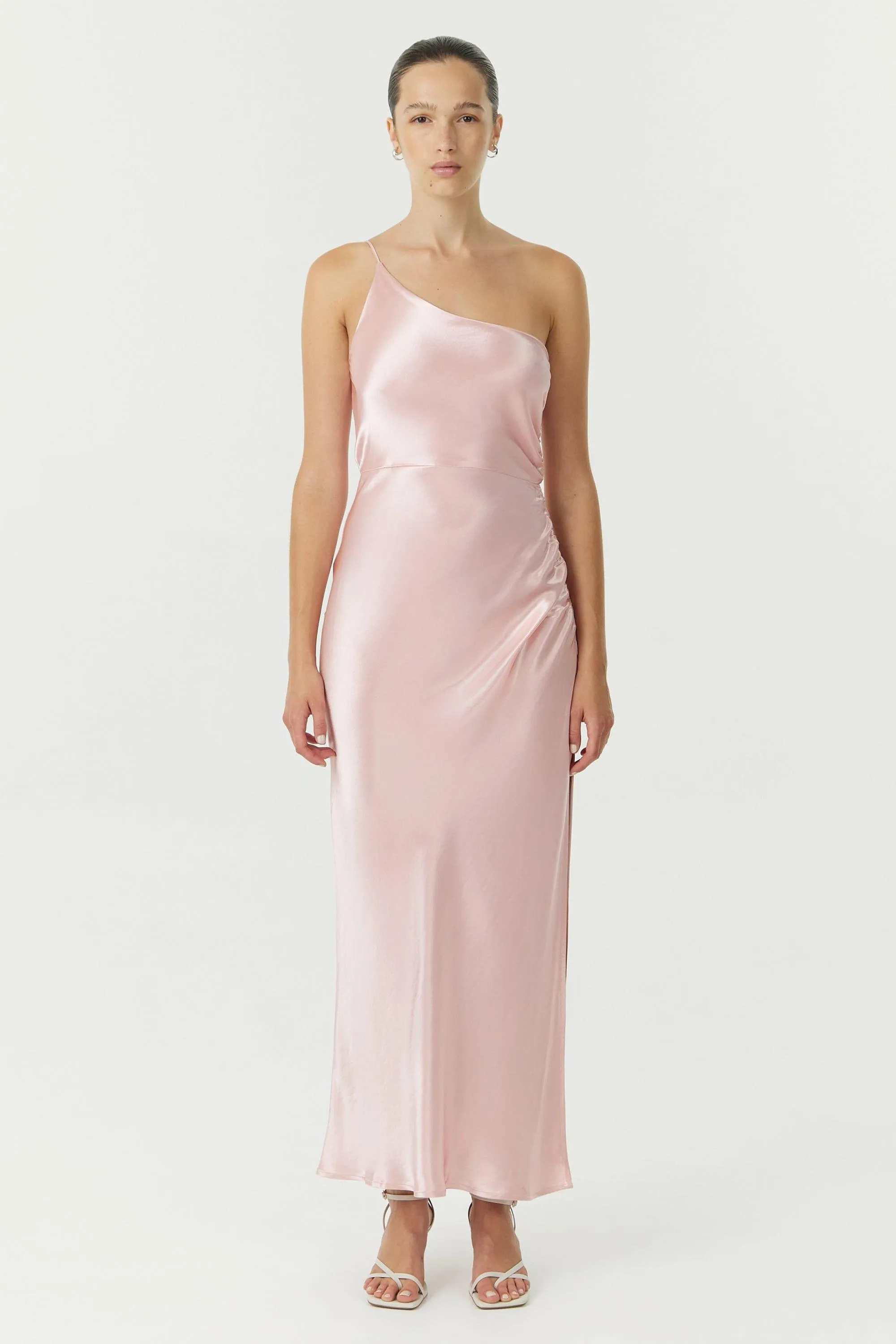 SATIN GATHER ONE SHOULDER DRESS | FAIRY FLOSS