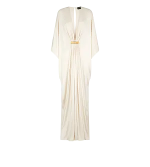 Satin Stretch Jersey Deep V-neck Kaftan