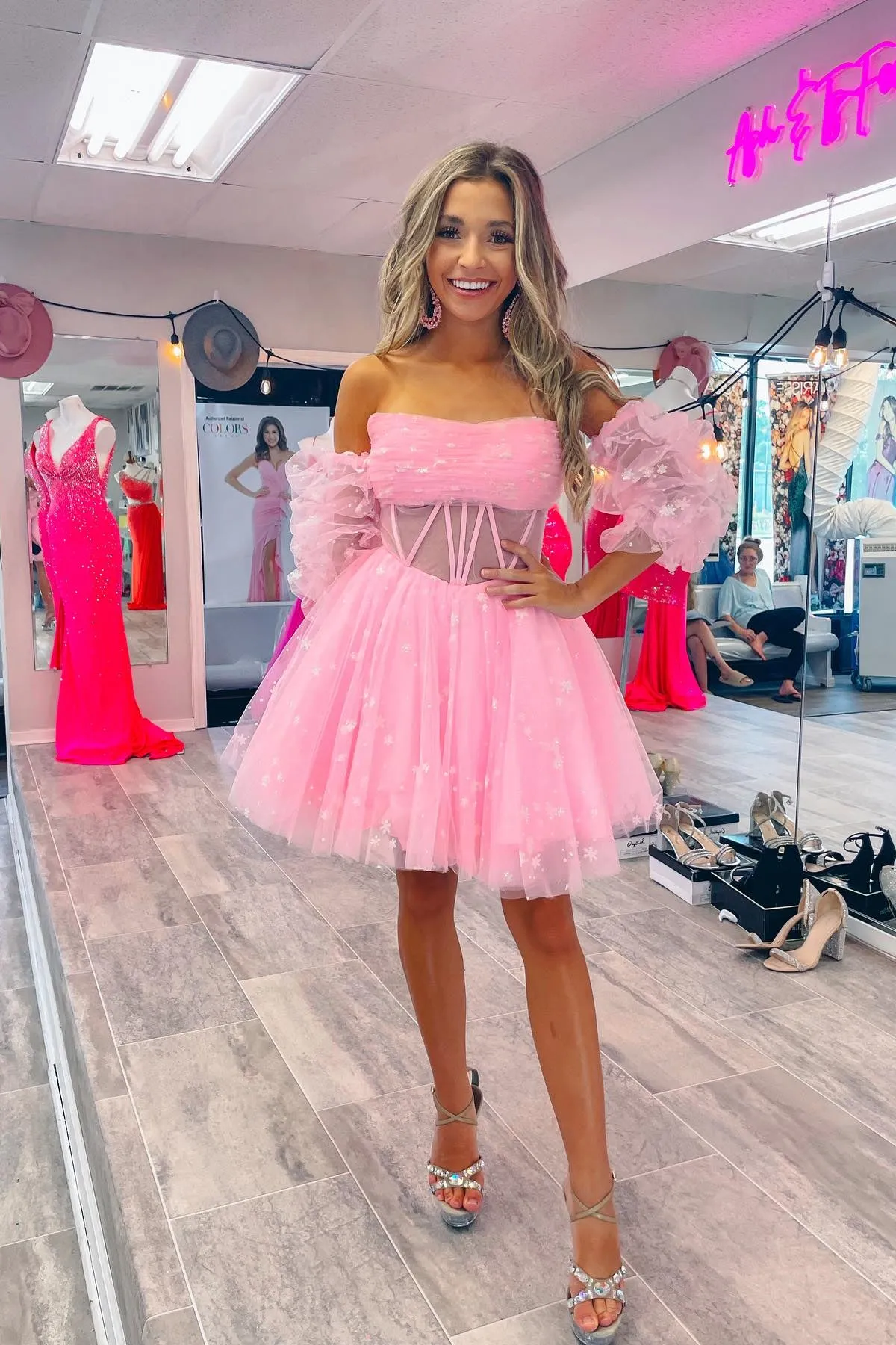 Scoop Lavender Corset A-line Short Homecoming Dress