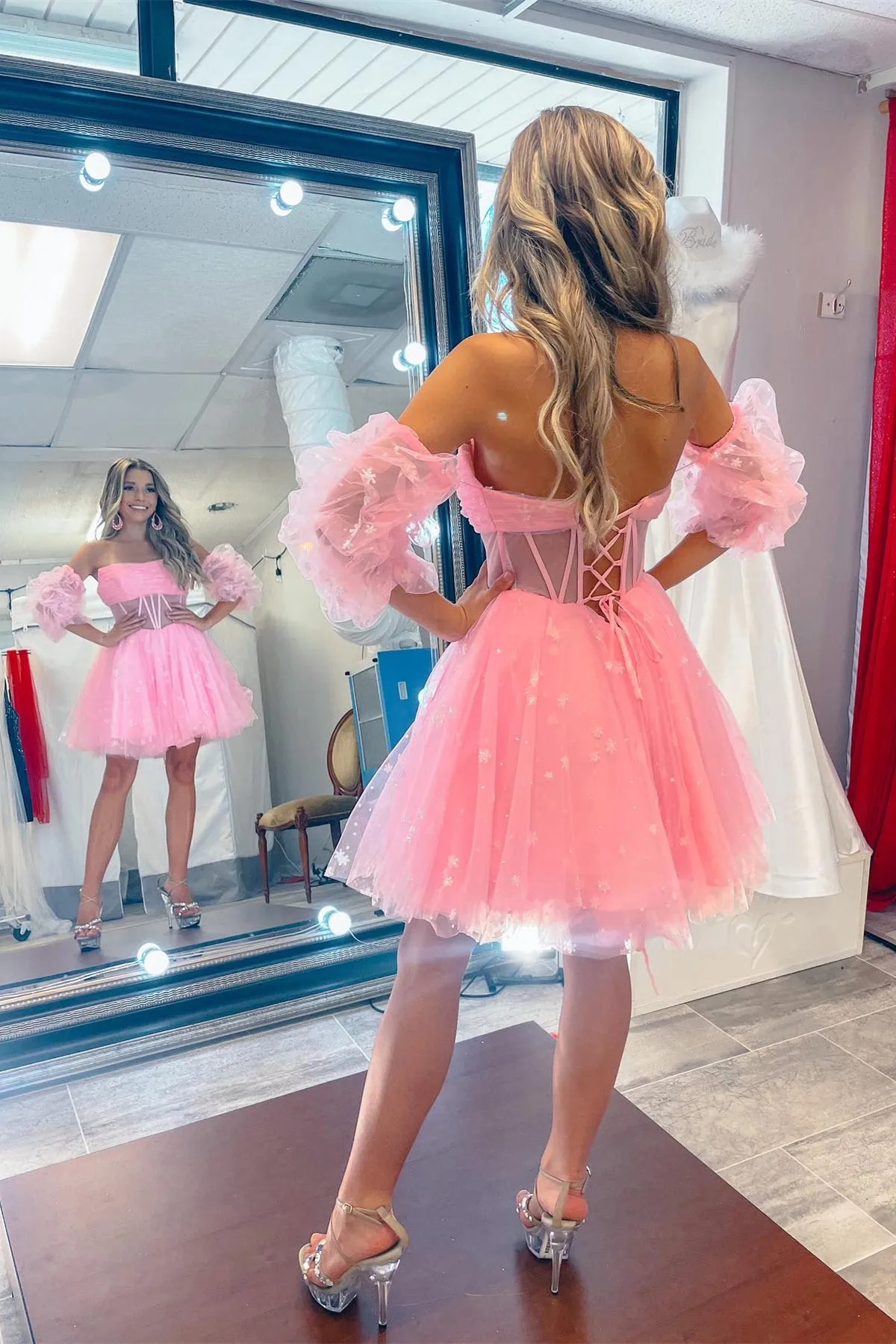 Scoop Lavender Corset A-line Short Homecoming Dress
