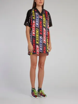 Sequin Sleeve Raglan T-Shirt Dress