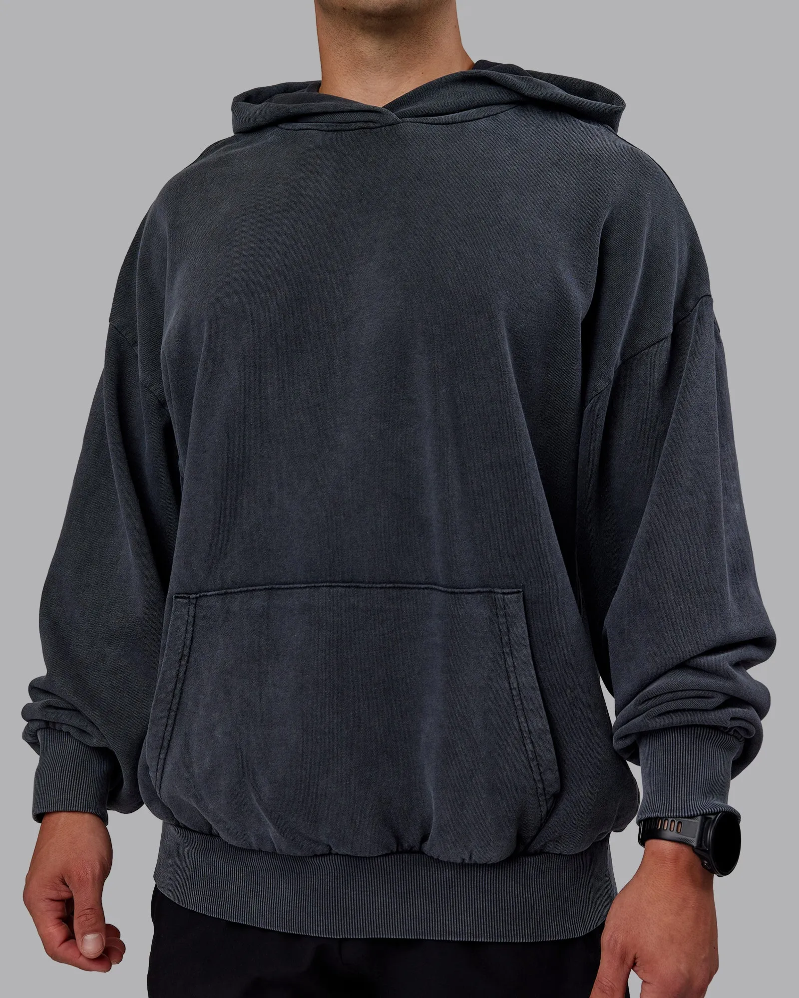 Set the Standard Washed Oversized Hoodie - Black-Black