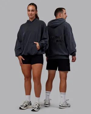 Set the Standard Washed Oversized Hoodie - Black-Black