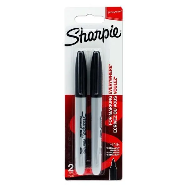 Sharpie - 2 Fine Tip Permanent Markers - Black